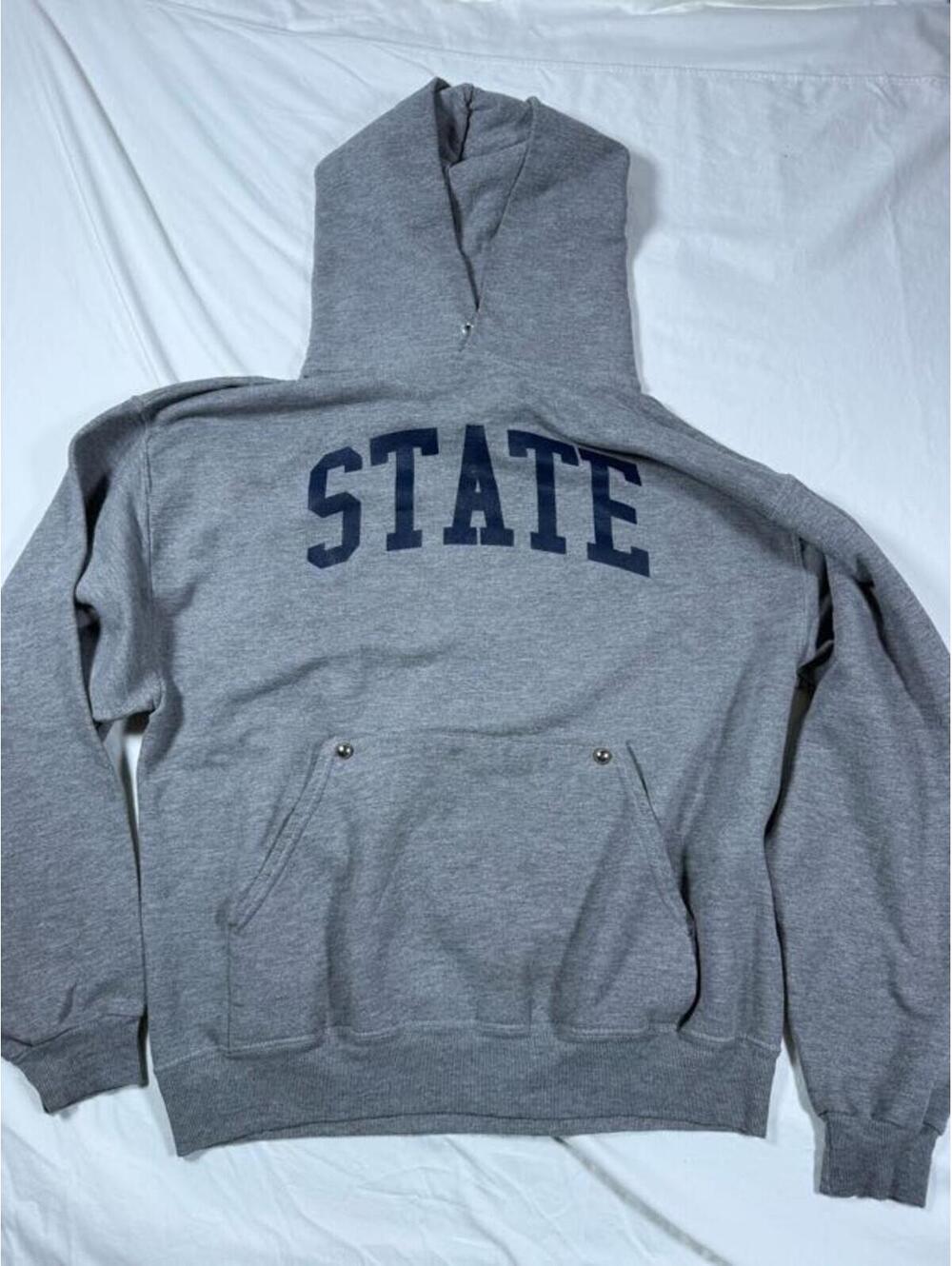 Jerzees Gray STATE Hoodie Sweatshirt Size M